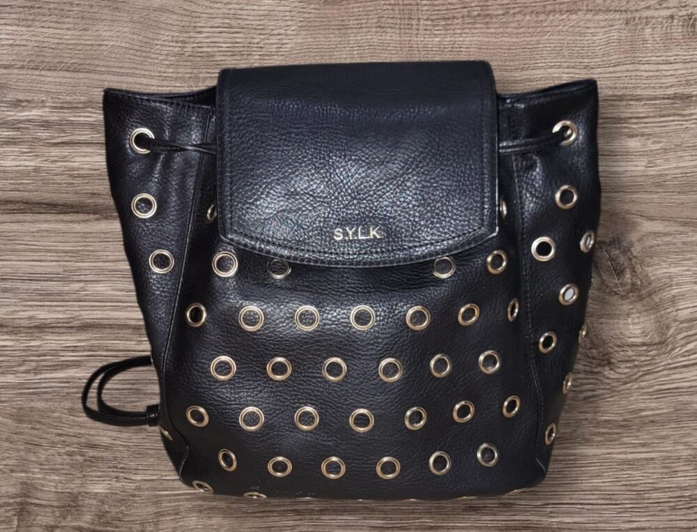 Women's S.Y.L.K Punk Goth Y2K style Black backpack purse bag SYLK